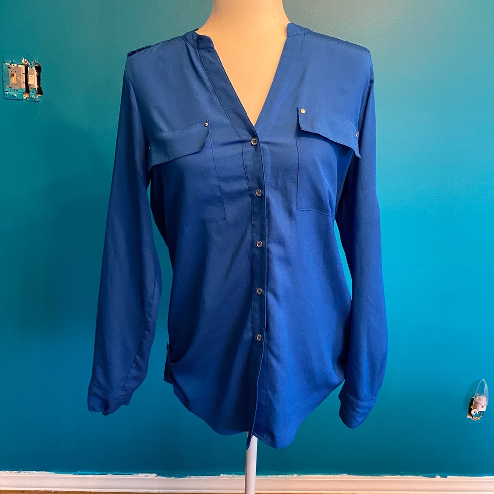 CK blue blouse